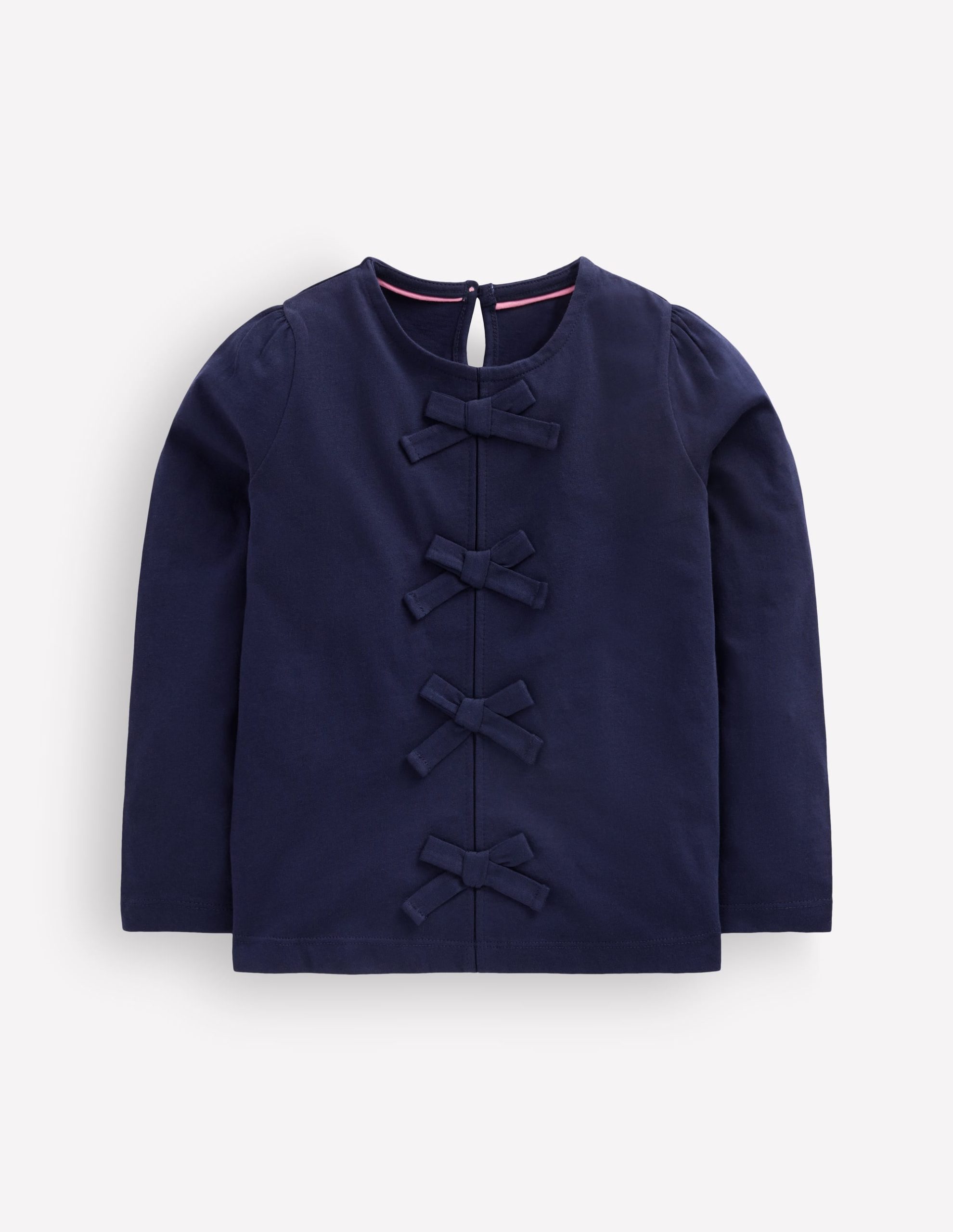 Rib Bow Trim Top-College Navy