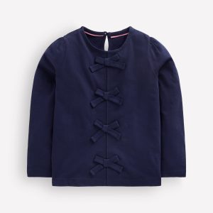 Rib Bow Trim Top-College Navy