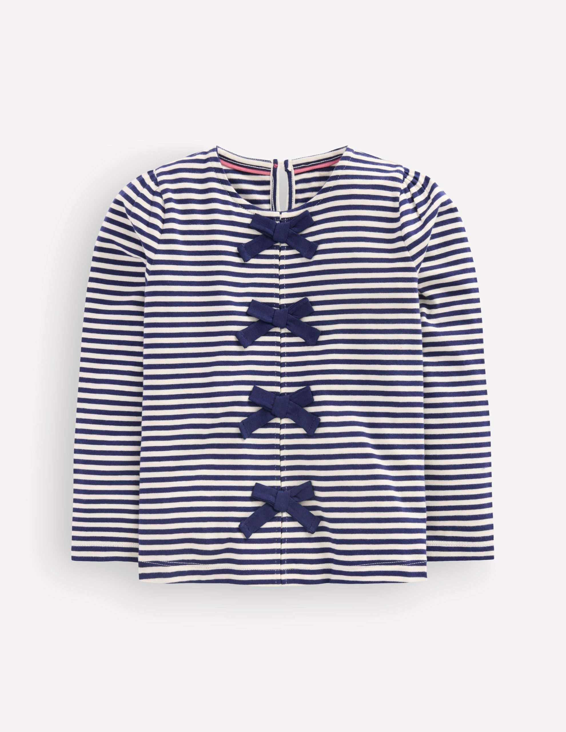 Rib Bow Trim Top-Navy Stripe - Image 2