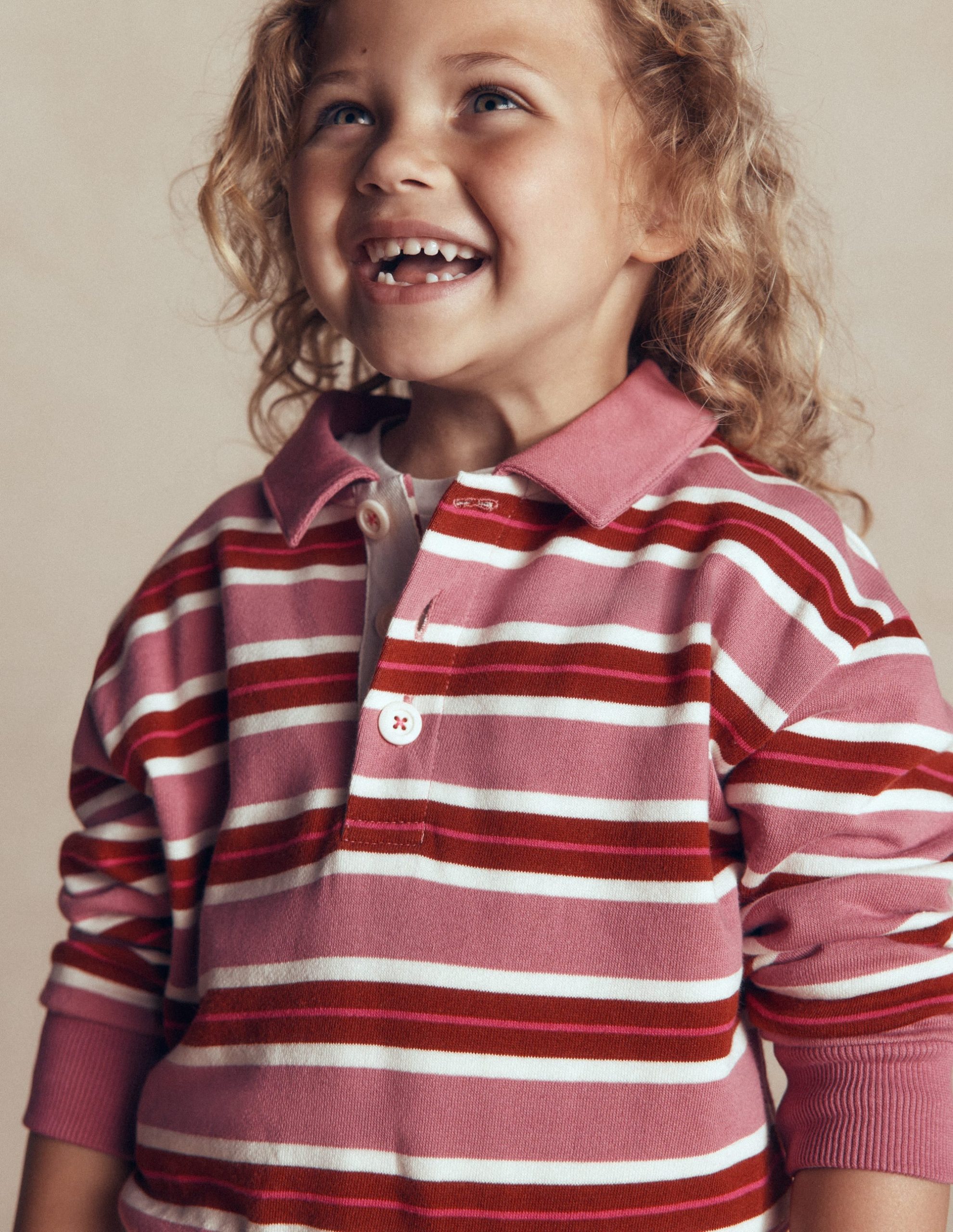 Stripe Collar Sweatshirt-Pink Stripe - Image 2