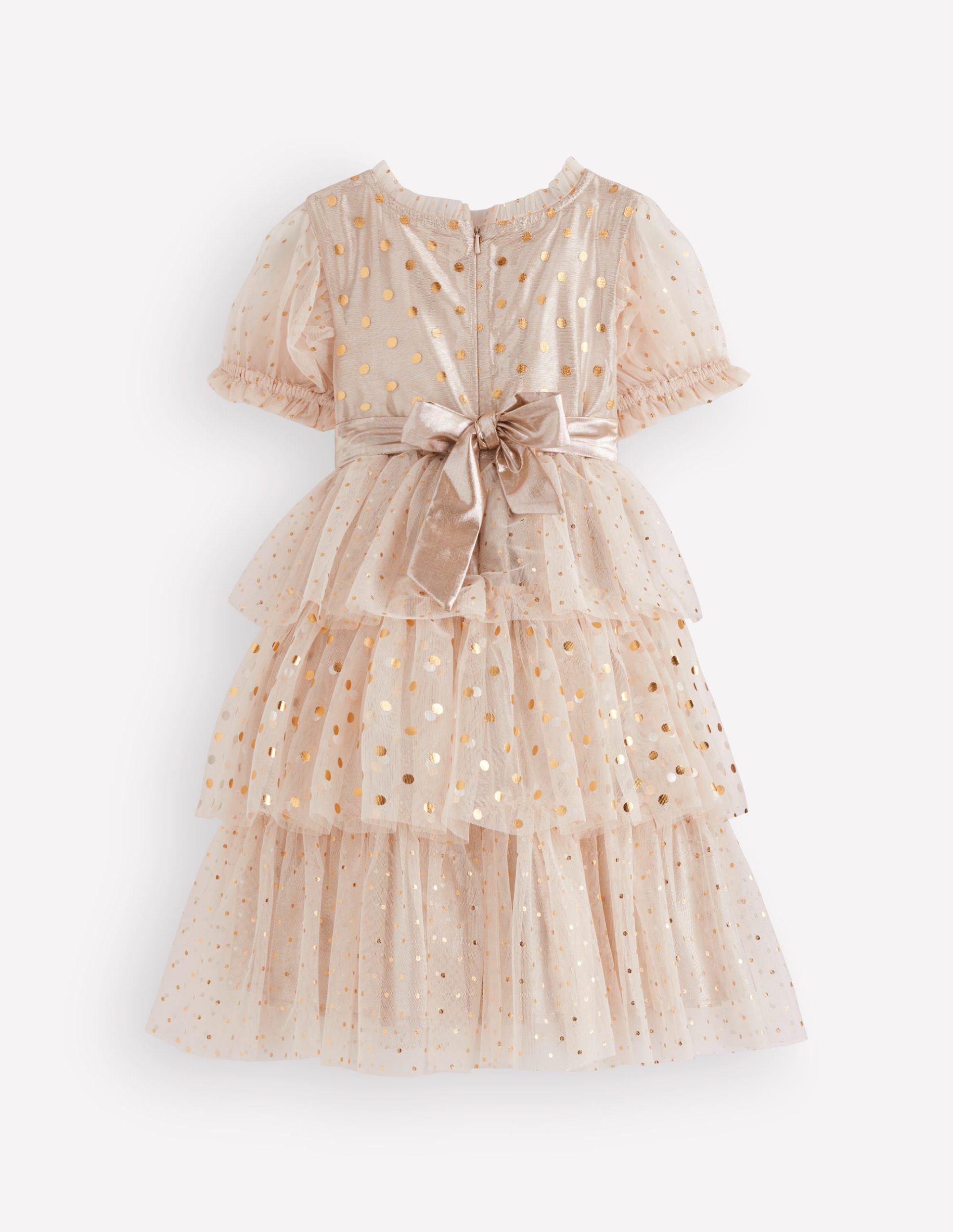Metallic Tulle Party Dress-Gold Metallic - Image 4