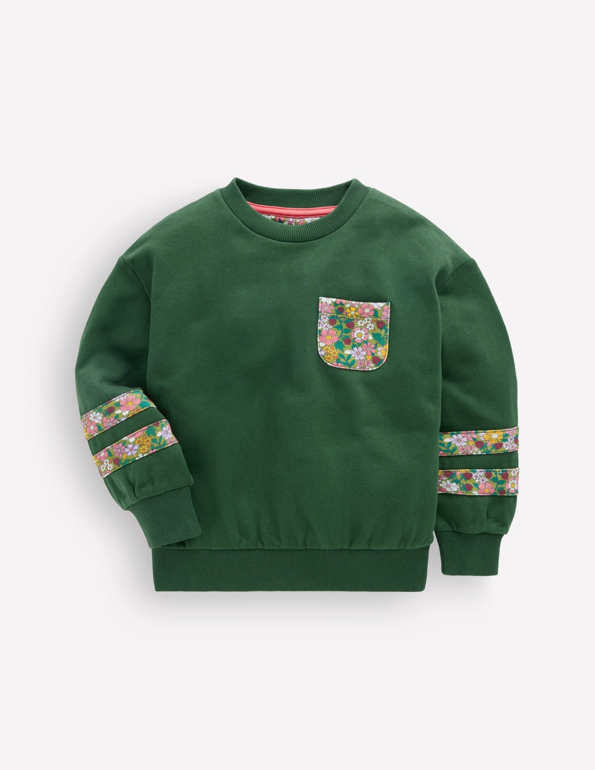 Relaxed Panel Sweatshirt-Green Floral
