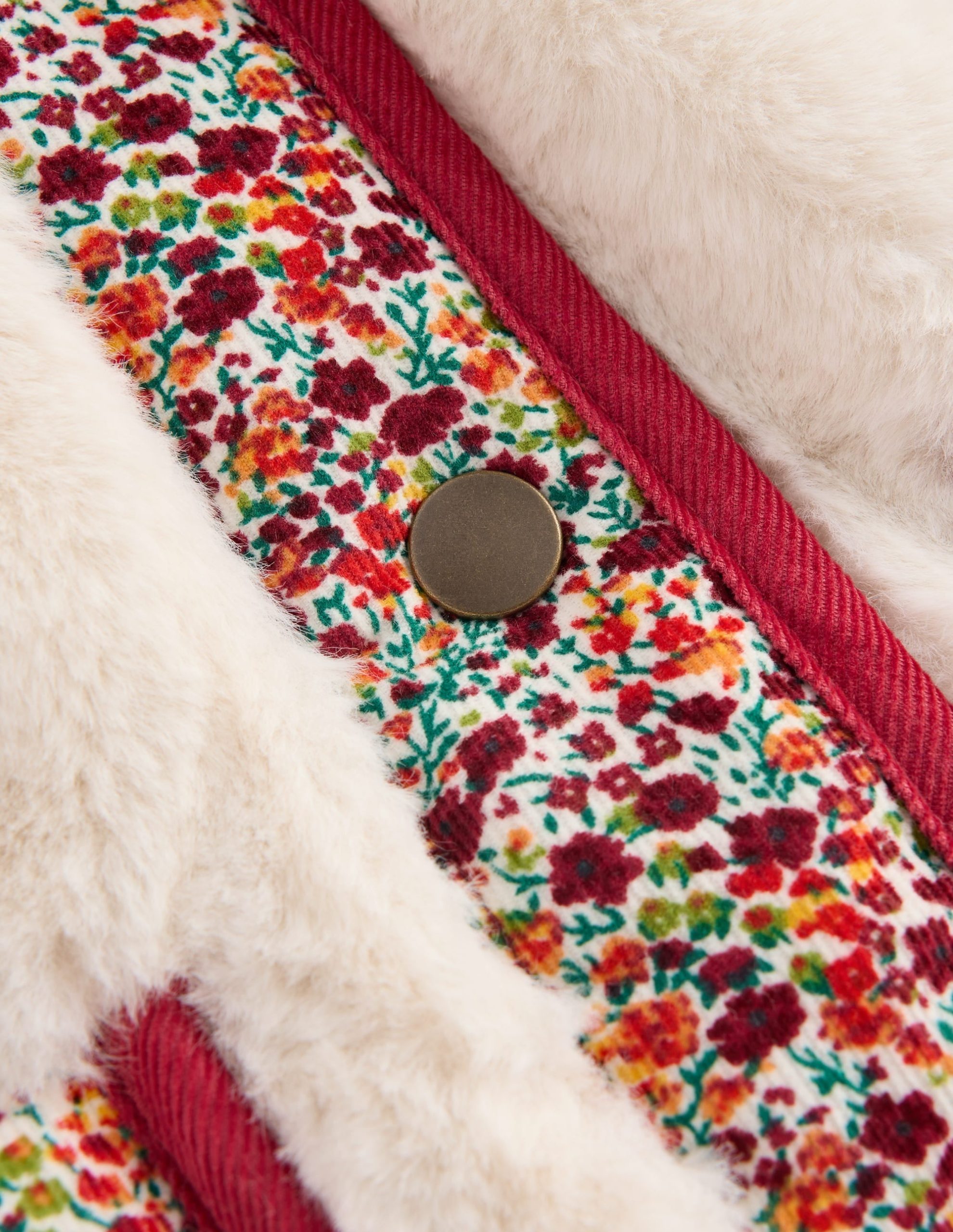 Faux Fur Jacket-Soft Ivory Ditsy Floral - Image 7