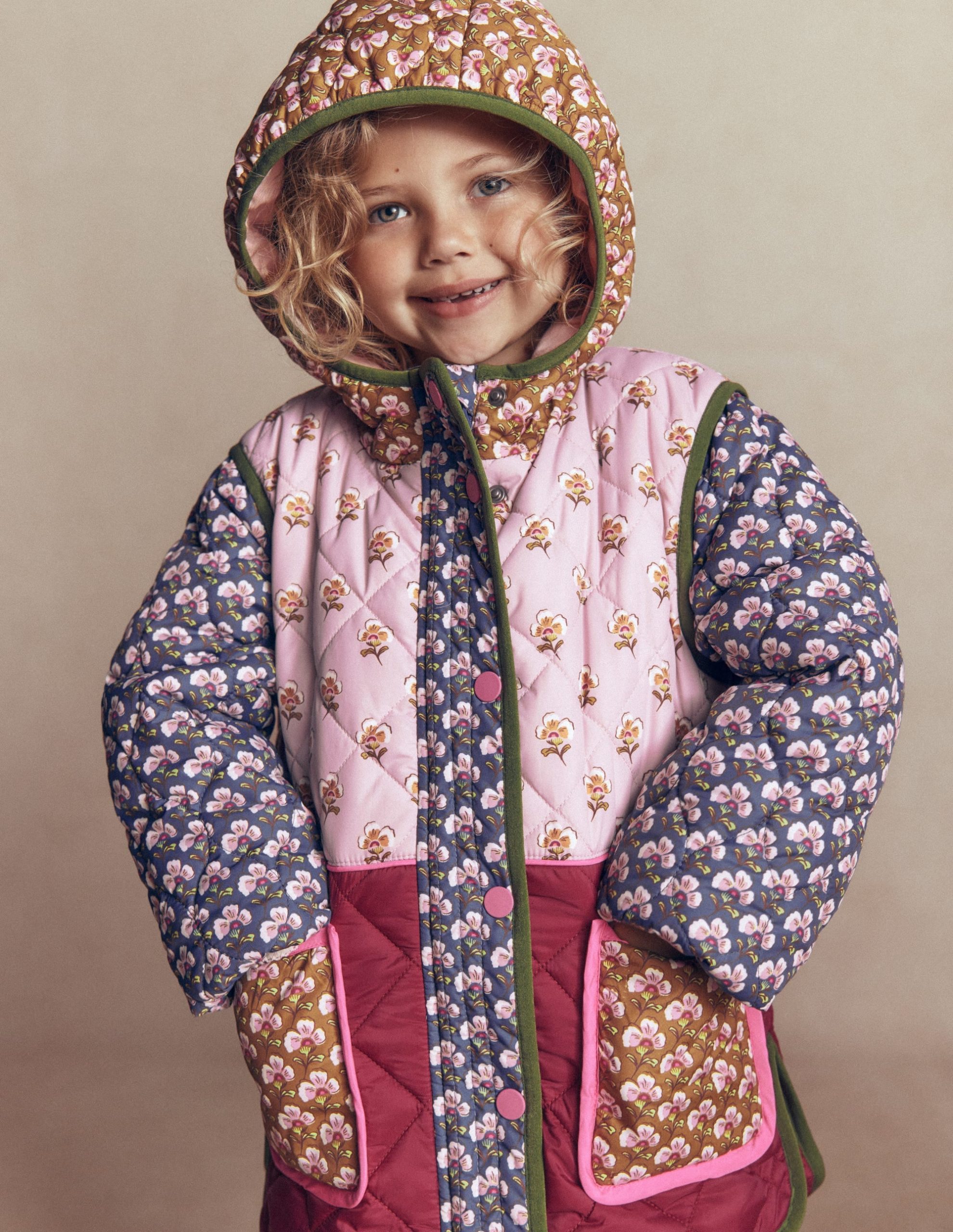 Longline Quilted Jacket-Hotchpotch Floral