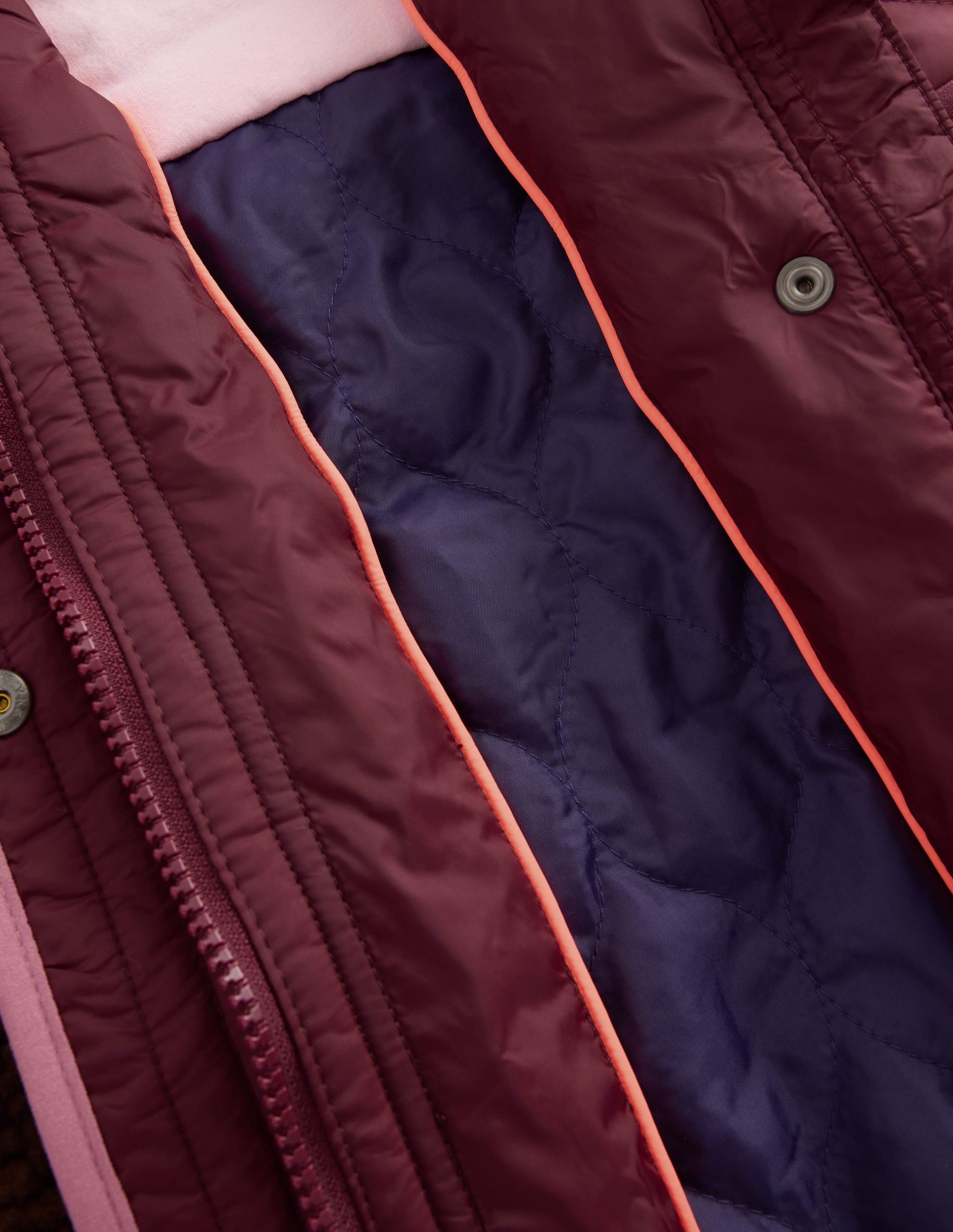 Longline Quilted Jacket-Maroon Banner Multi - Image 5
