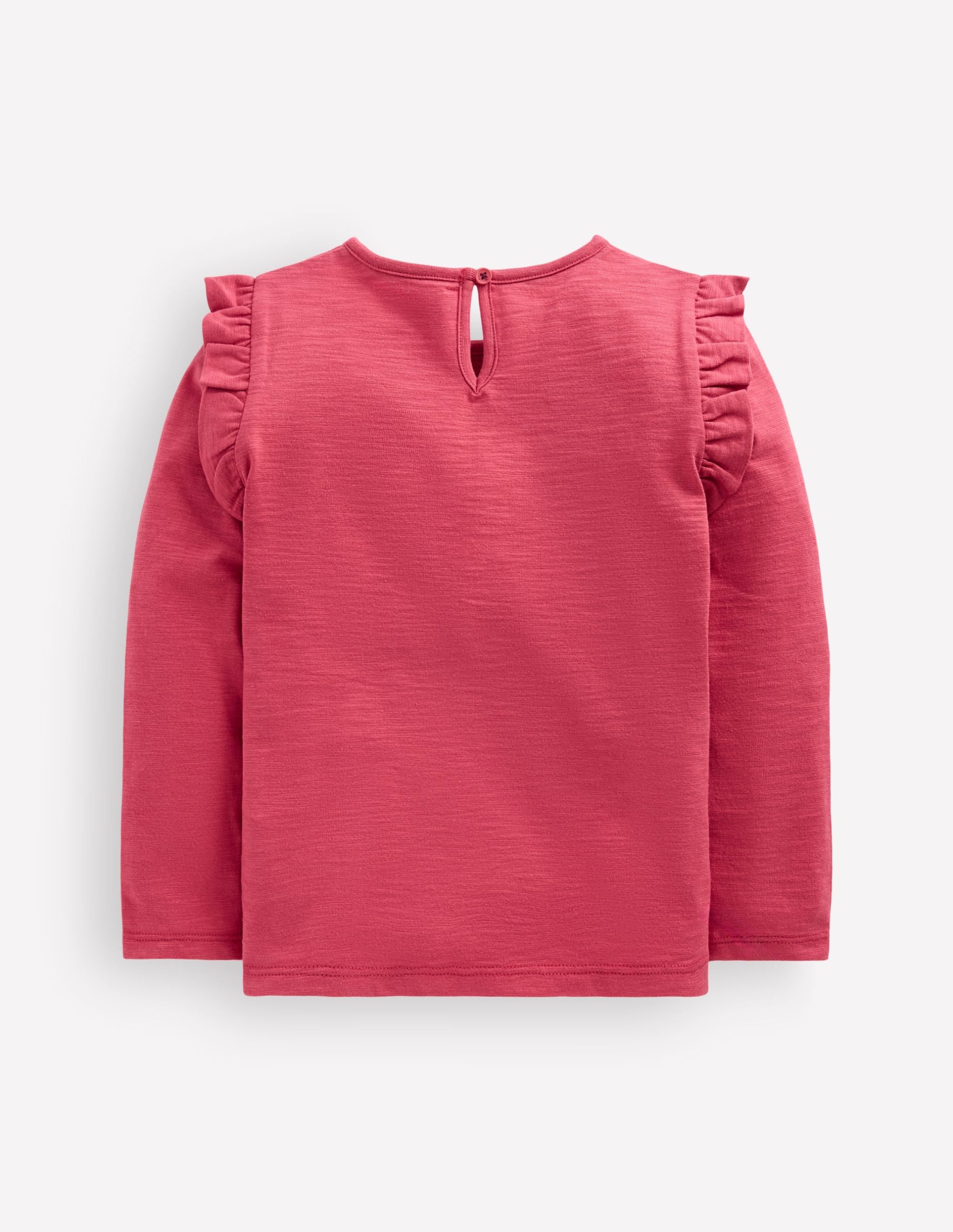 Frill Sleeve Slub Top-Holly Berry - Image 2