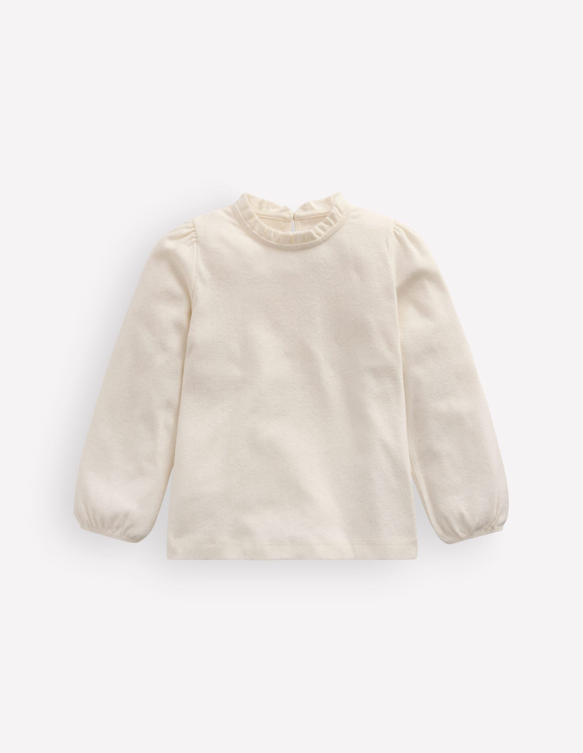 Frill Pointelle Top-Ivory
