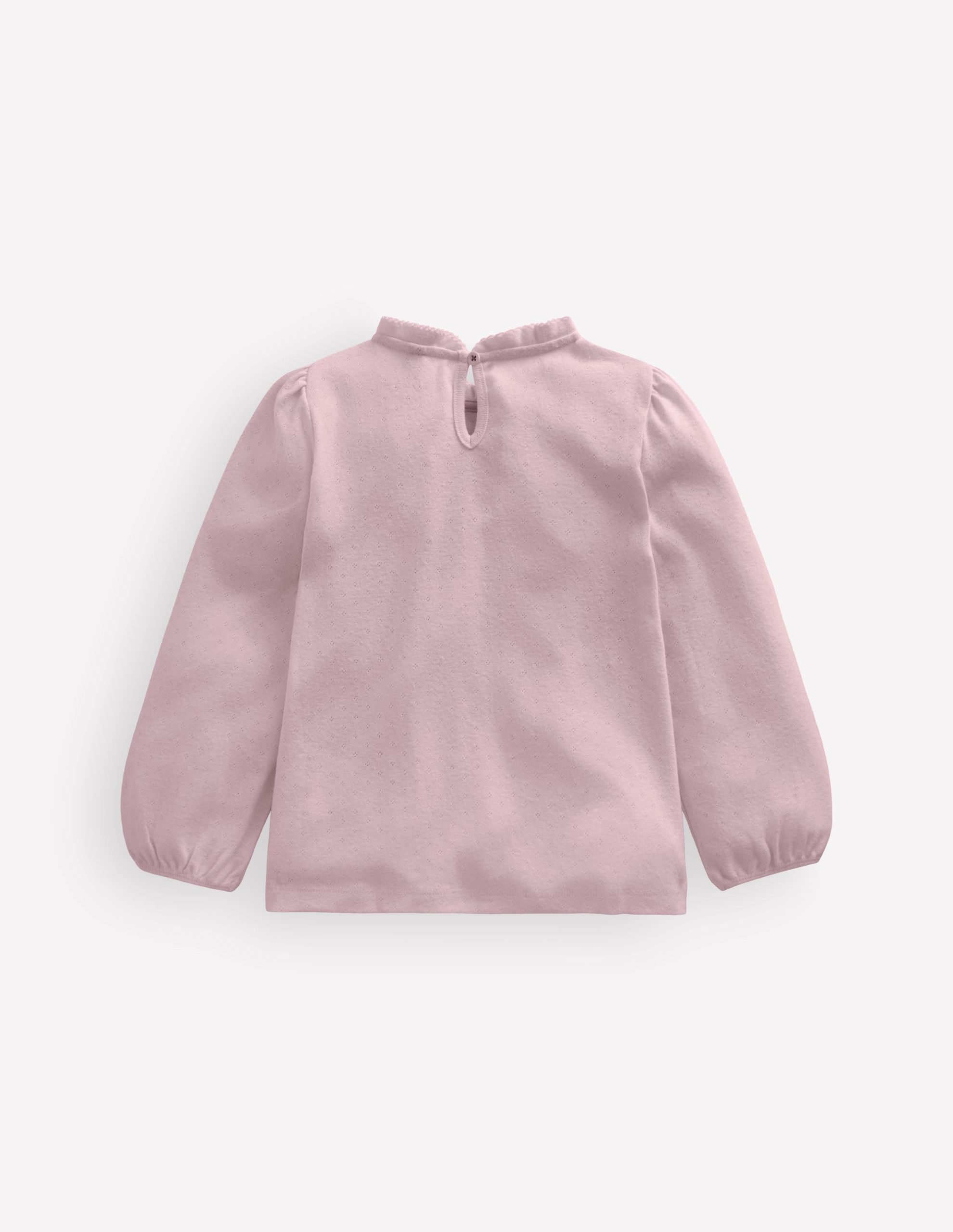 Frill Pointelle Top-Pink - Image 2