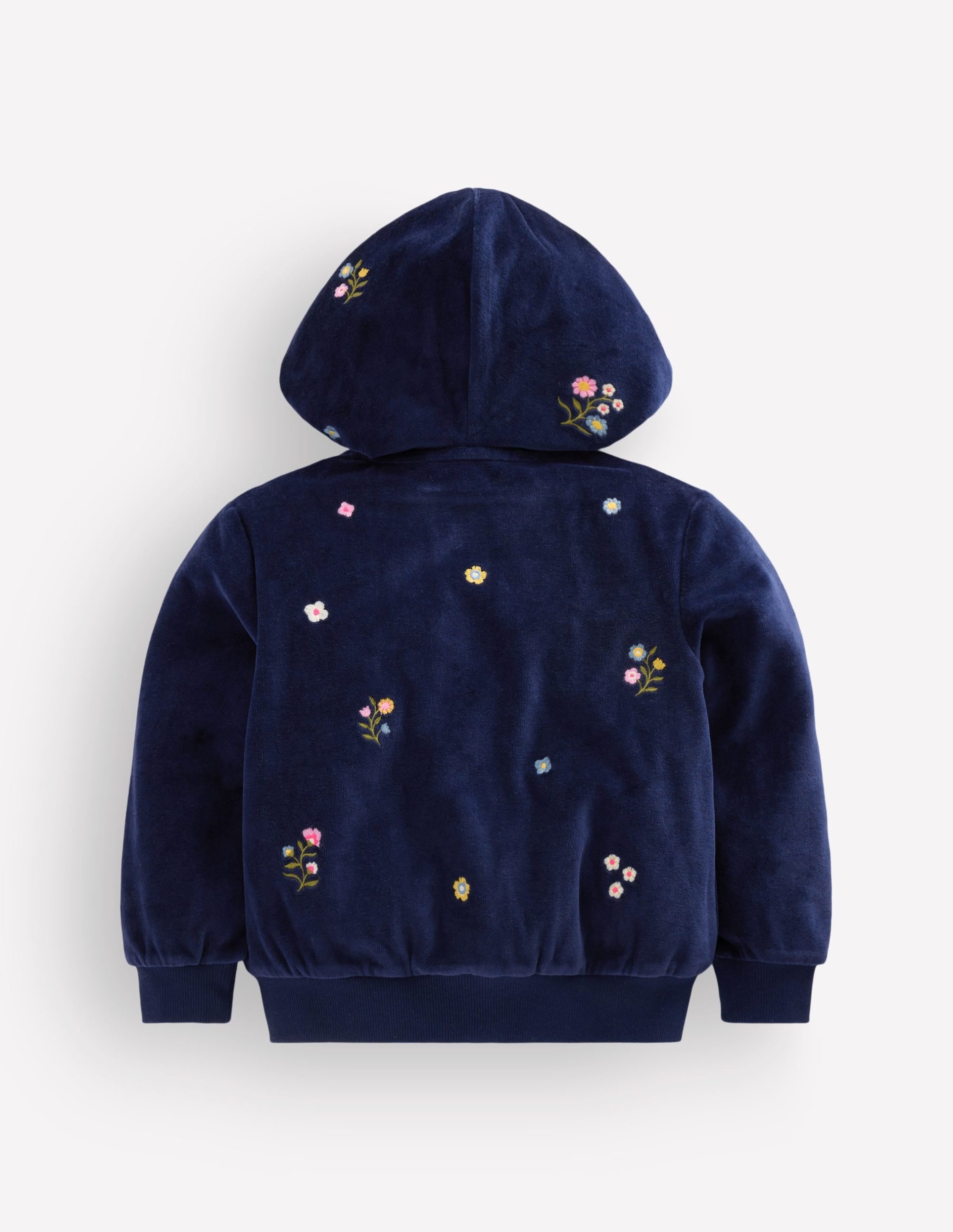 Velour Cosy Zip-through-Navy Floral Embroidery - Image 2