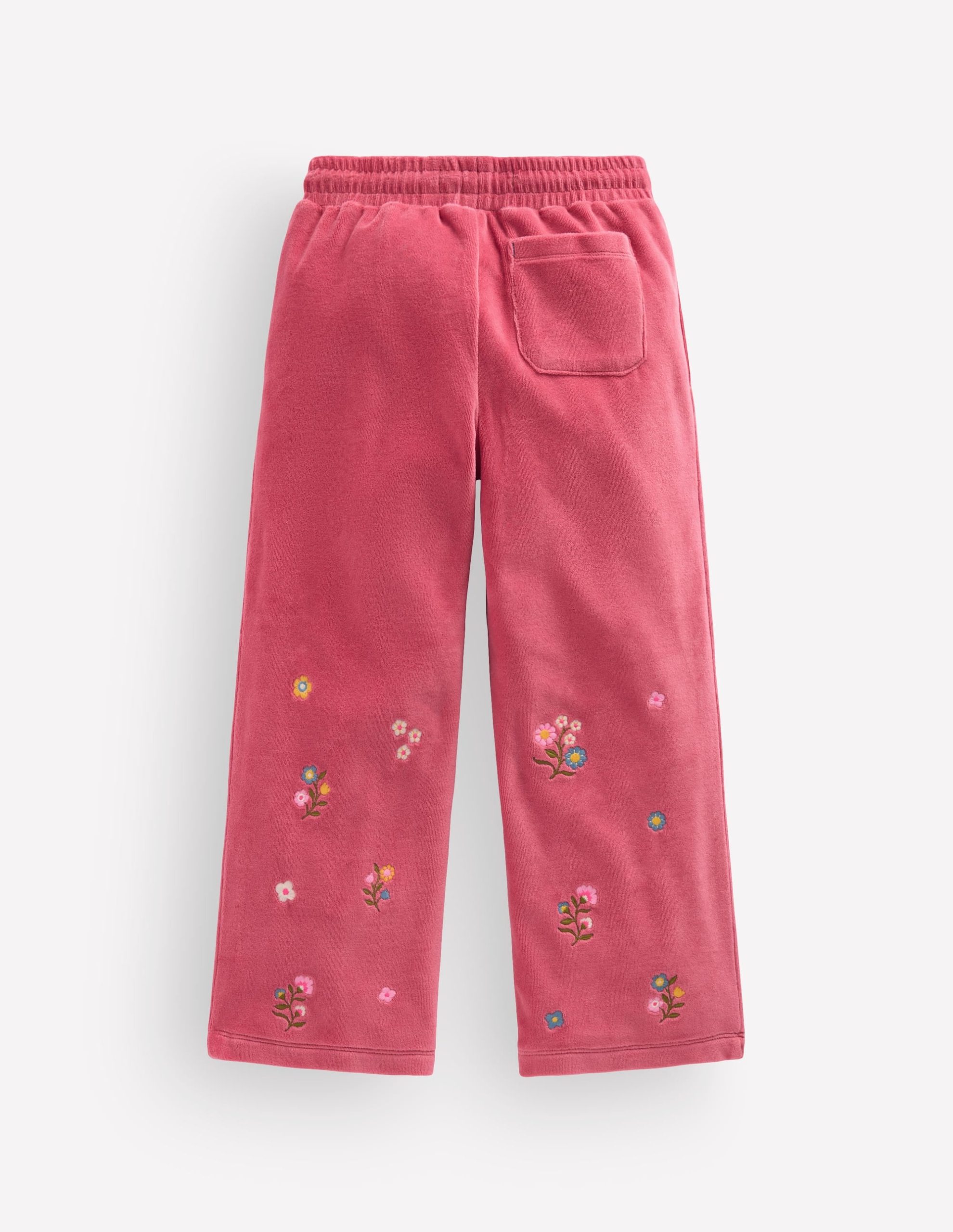 Velour Wide Leg Sweatpants-Pink Embroidery - Image 2