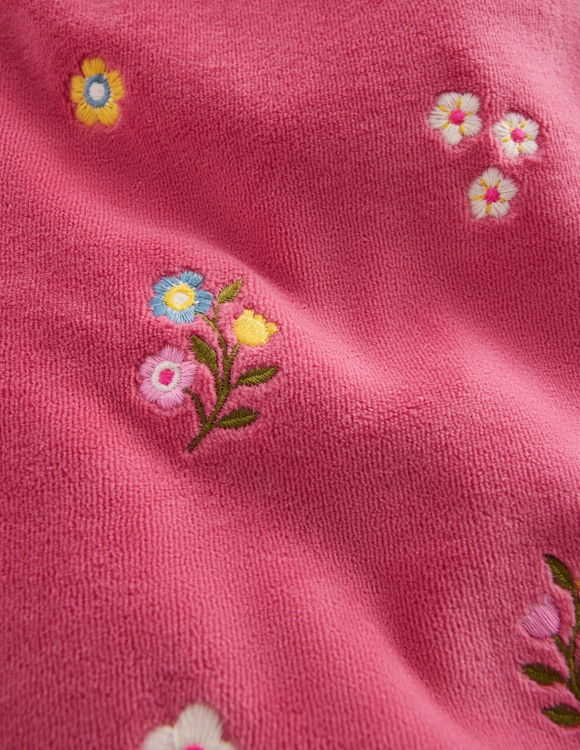 Velour Wide Leg Sweatpants-Pink Embroidery - Image 3