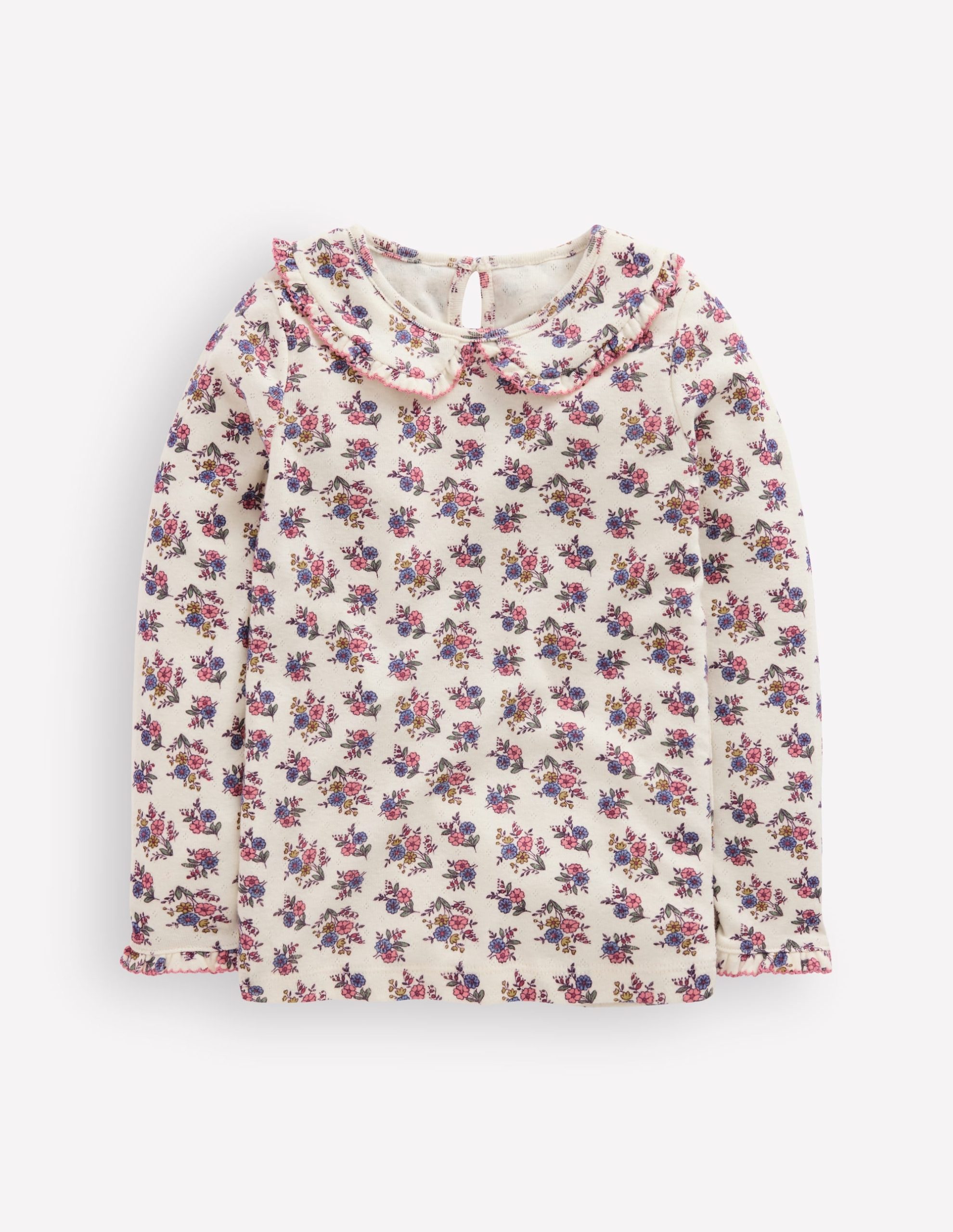 Collared Pointelle Top-Papyrus Sprouting Garden - Image 3