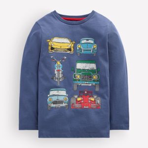 Front & Back T-shirt-Robot Blue Cars