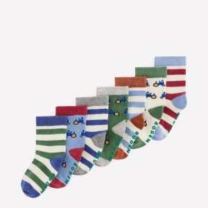 7-pack Baby Socks-Tractors