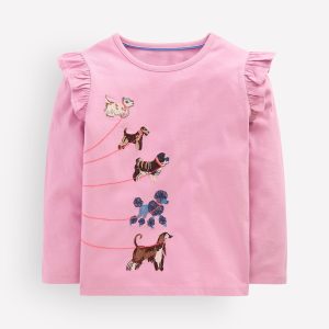 Long Sleeve Superstitch Tee-Soft Lavender Dogs