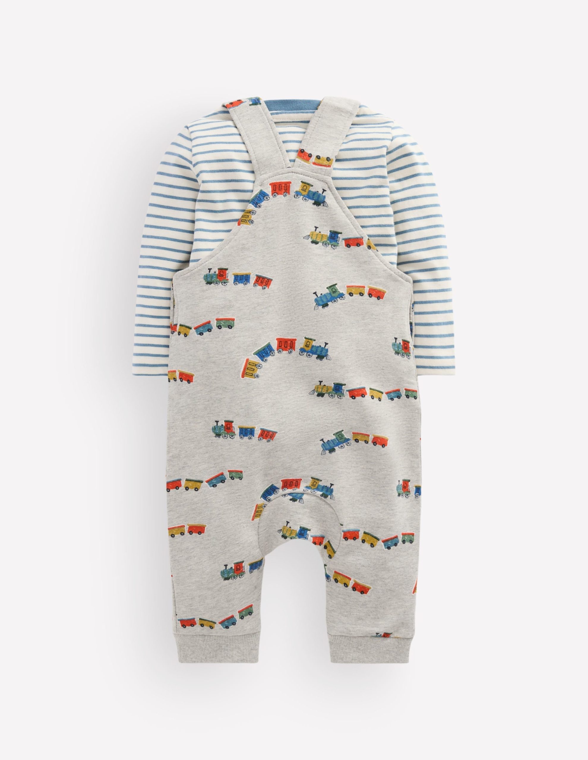Jersey Overalls Set-Grey Marl Trains - Image 2