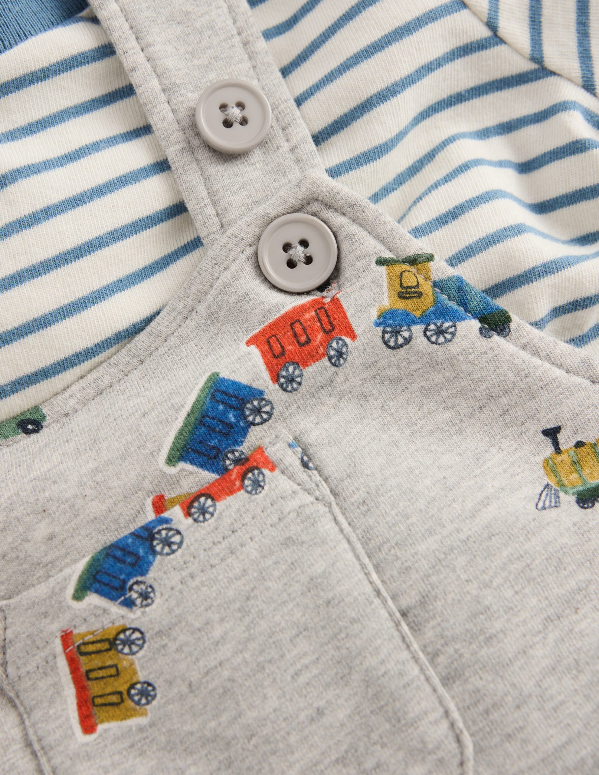 Jersey Overalls Set-Grey Marl Trains - Image 3