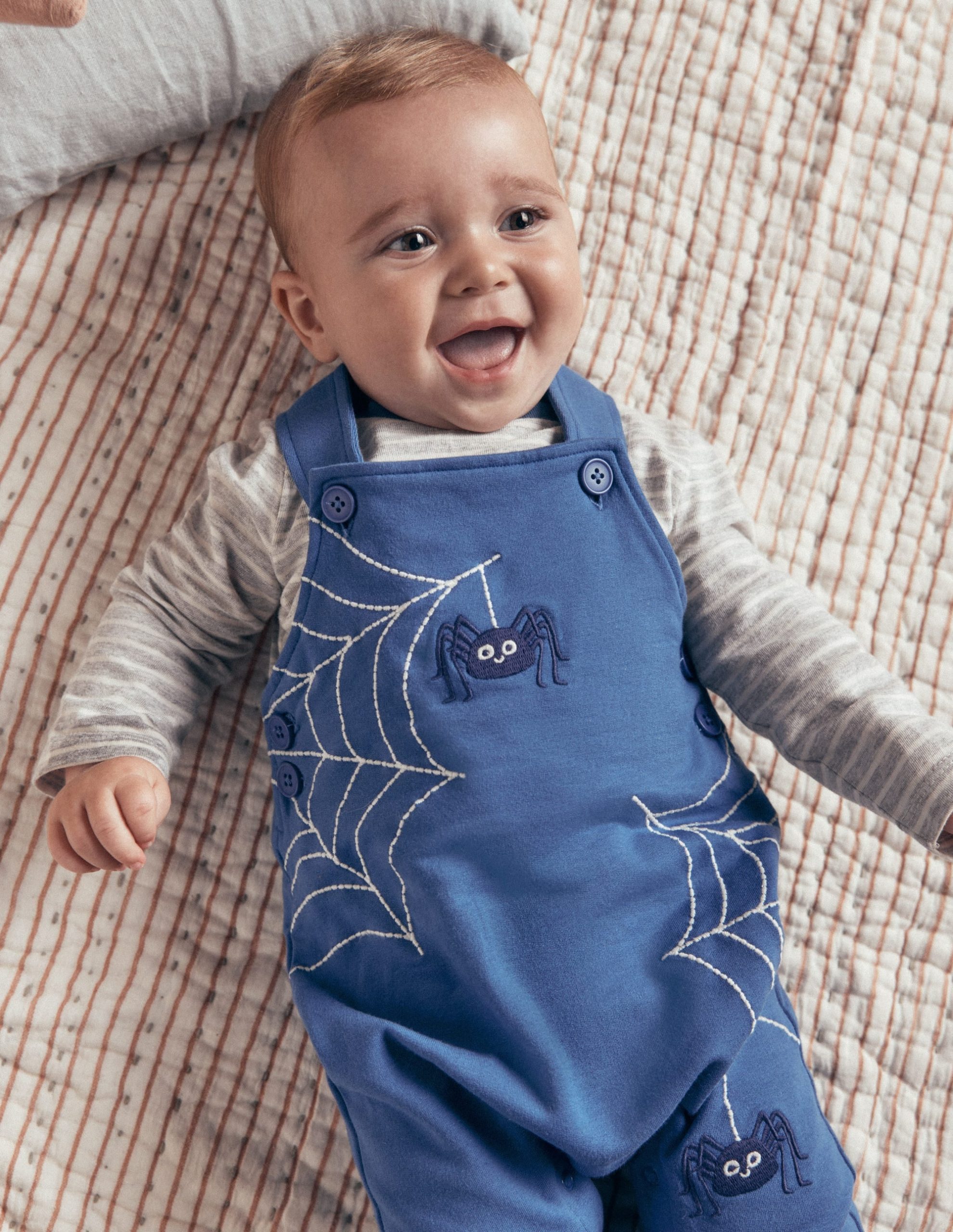 Jersey Overalls Set-Dark Blue Spider Webs