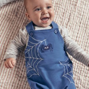 Jersey Overalls Set-Dark Blue Spider Webs