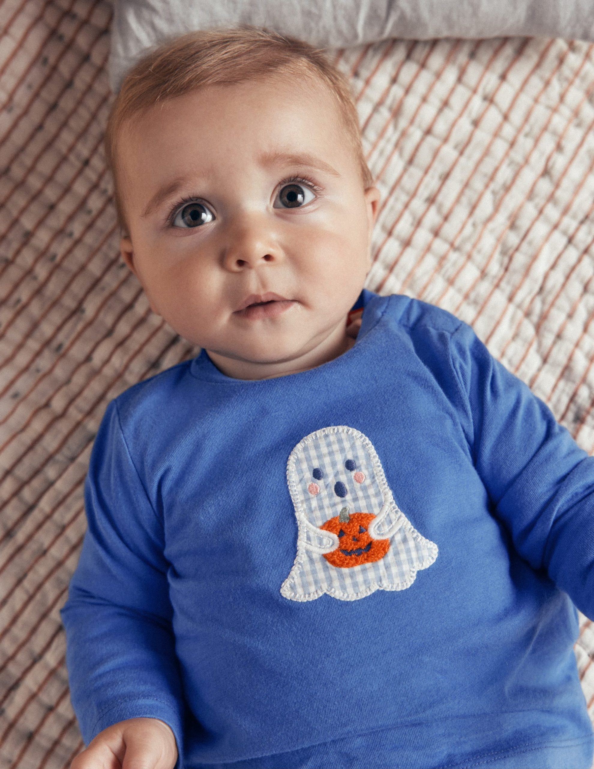 Long Sleeve Appliqué T-Shirt-Bluejay Ghost - Image 3