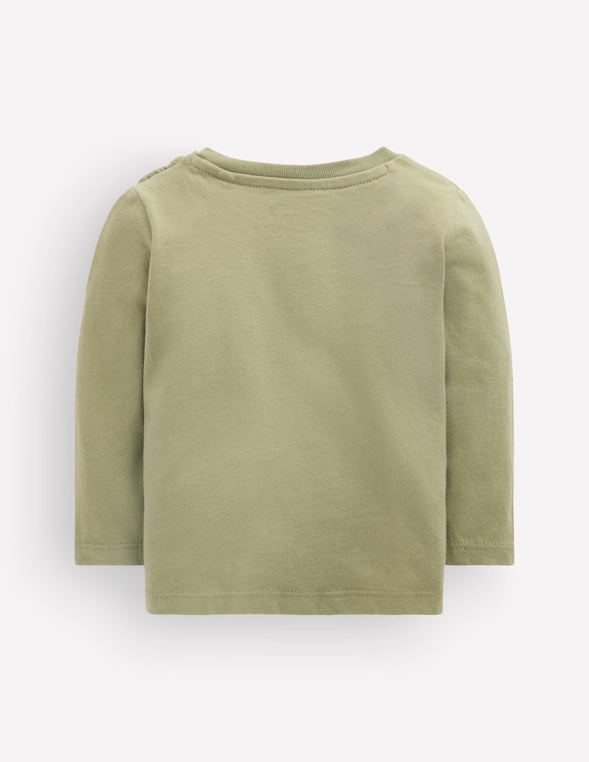 Long Sleeve Appliqué T-Shirt-Green Trains - Image 2