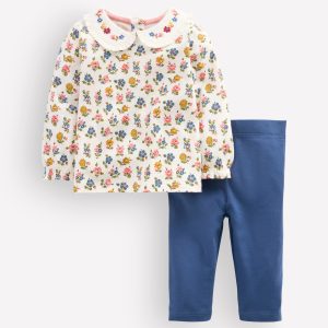 Collared Jersey Set-Blue Ditsy Floral