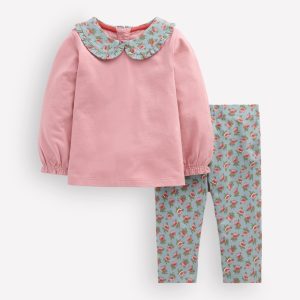 Collared Jersey Set-Pink/Blue Ditsy Floral