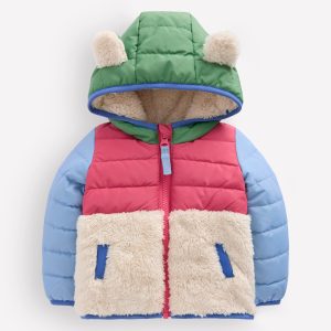 Boys Mixed Borg Jacket-Multi Colourblock