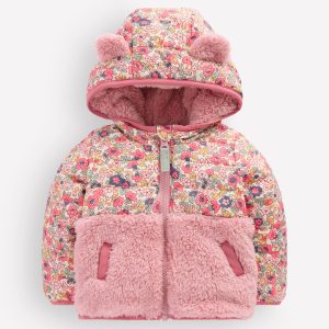 Mixed Borg Jacket-Multi Ditsy Floral