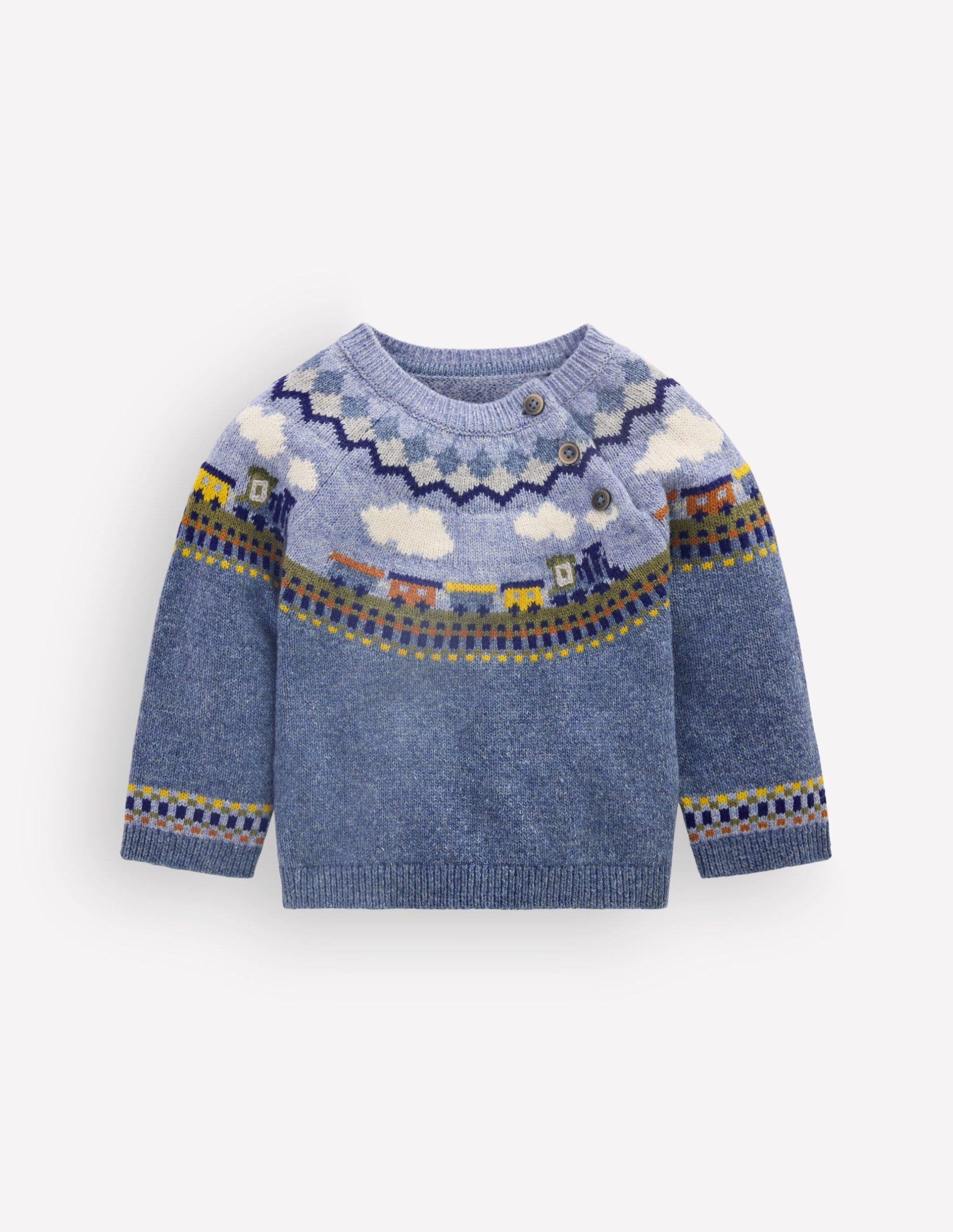 Fair isle Sweater-Glacier Blue Marl Train
