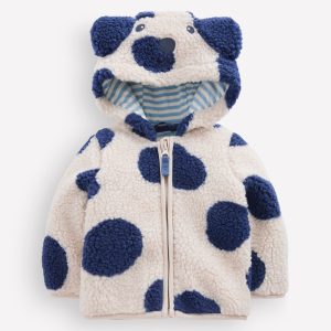 Novelty Cosy Borg Jacket-Navy & Ivory Dog