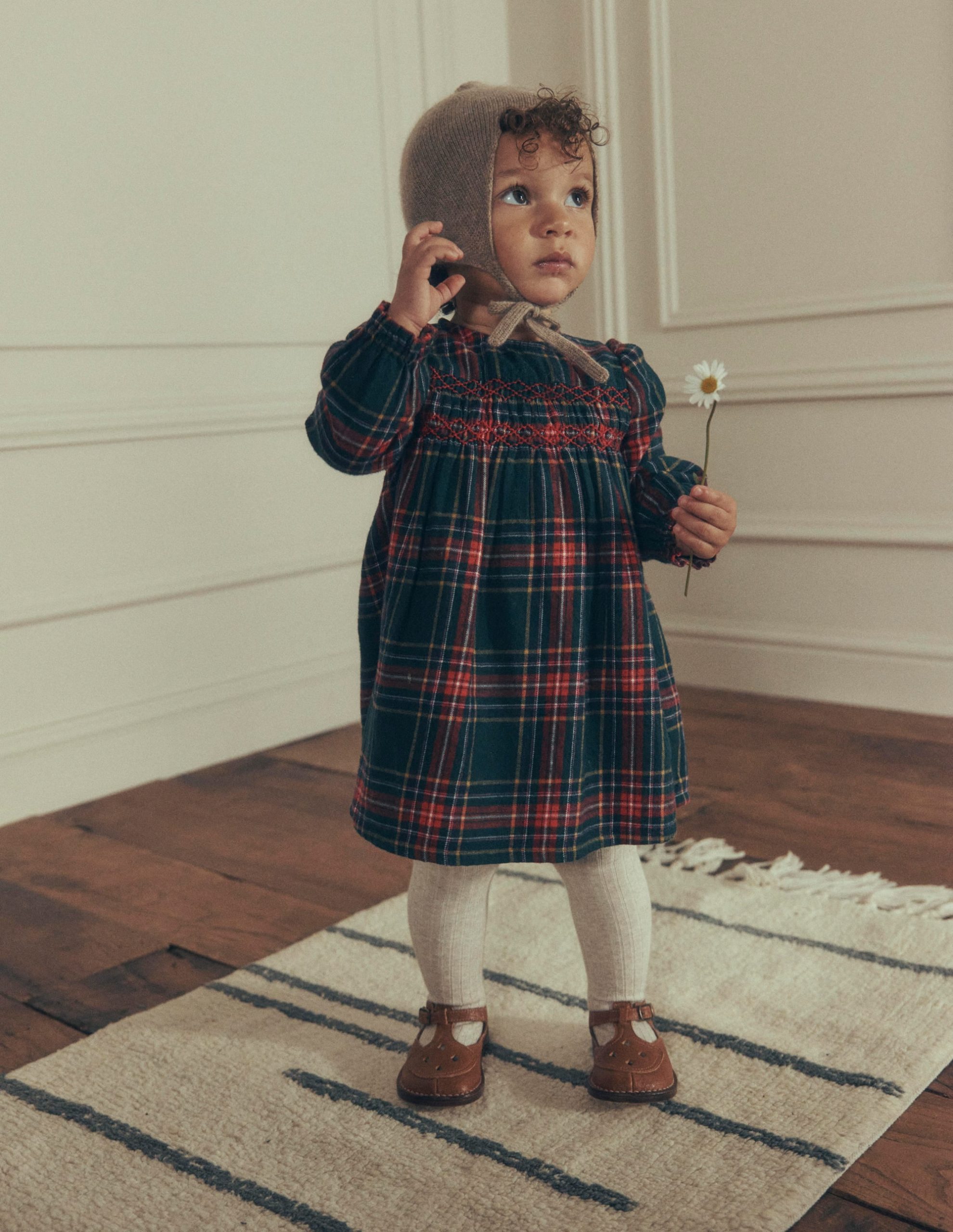 Smocked Occasion Dress-Green Family Check - Image 8