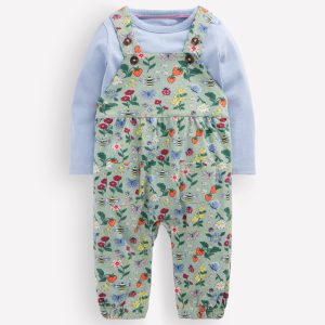 Jersey Overalls Set-Green Bee Garden
