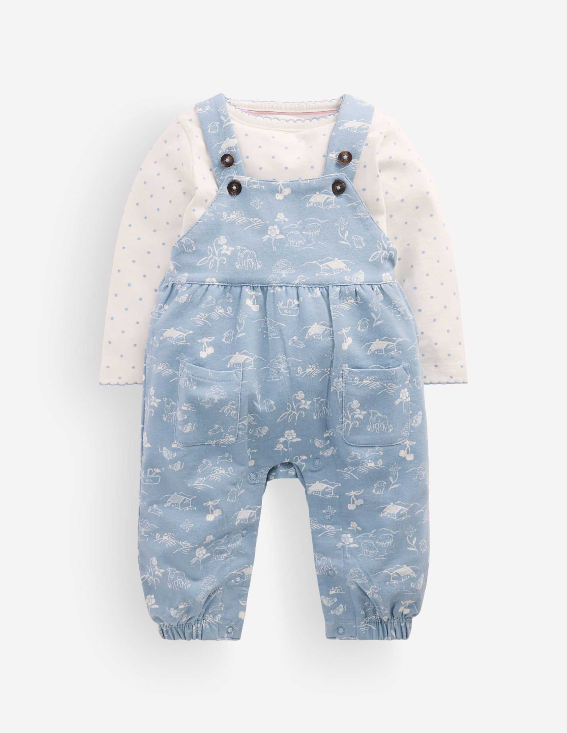 Jersey Overalls Set-Blue Linear Farm
