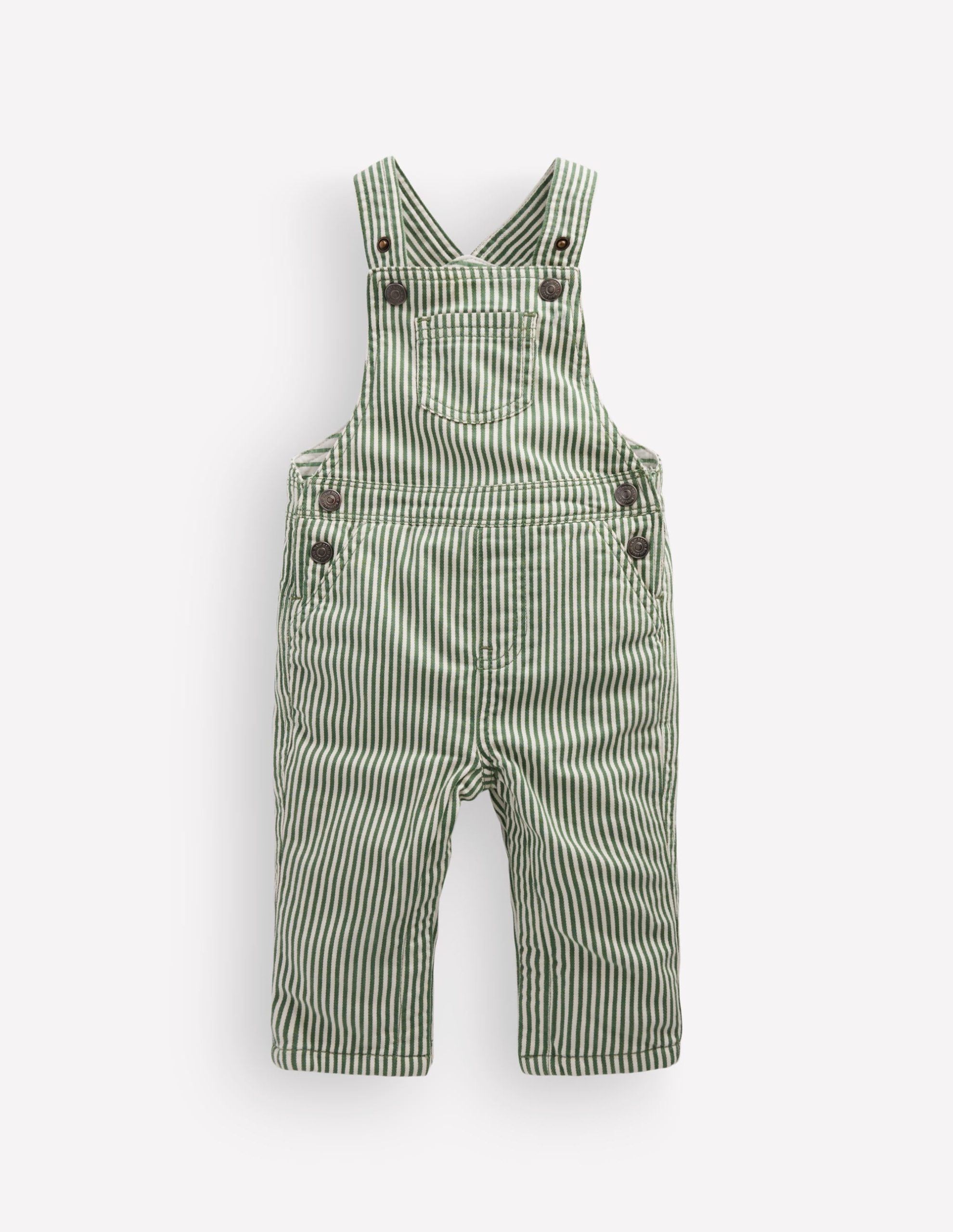 Woven Dungarees-Green Ticking Stripe - Image 2