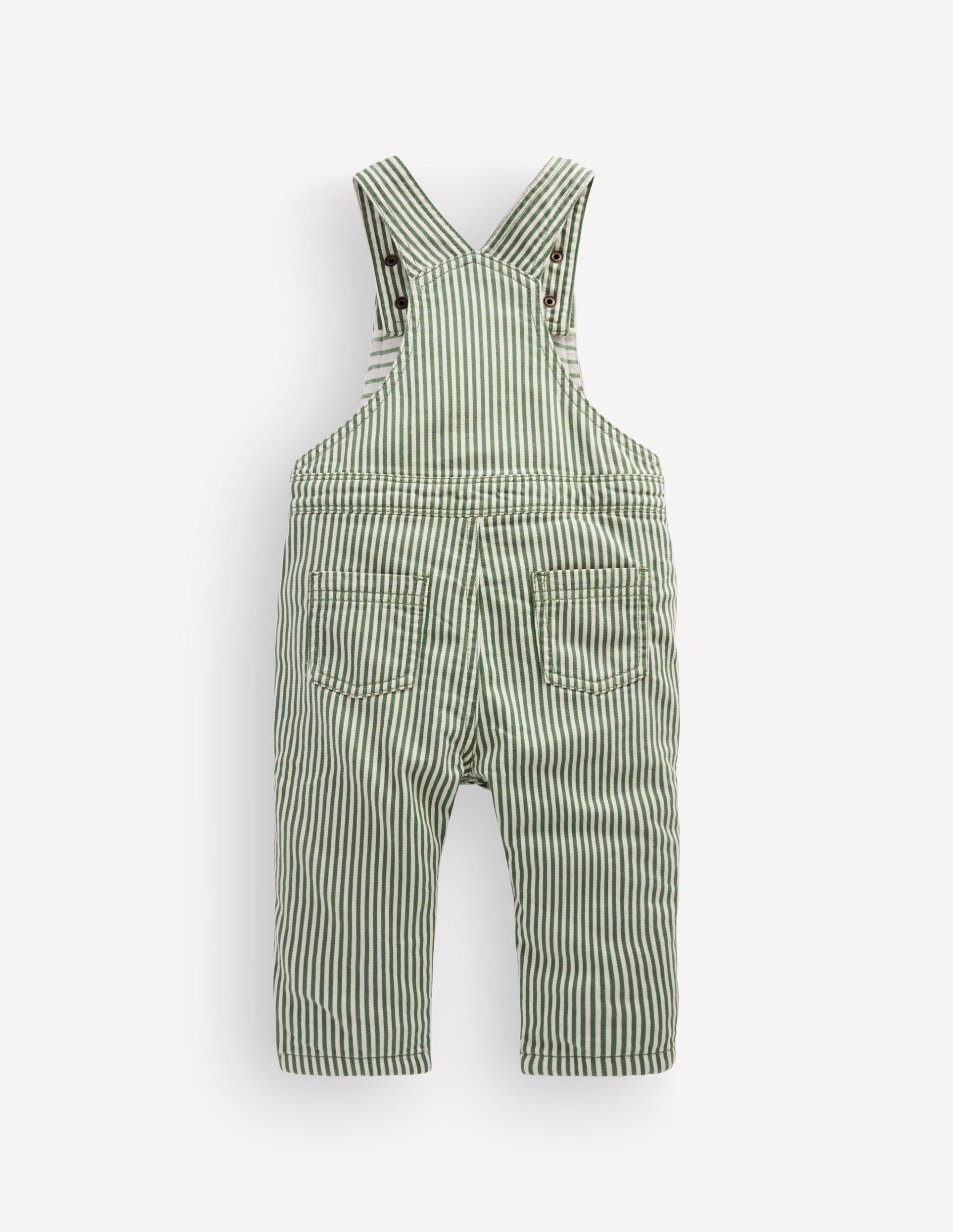 Woven Dungarees-Green Ticking Stripe - Image 3