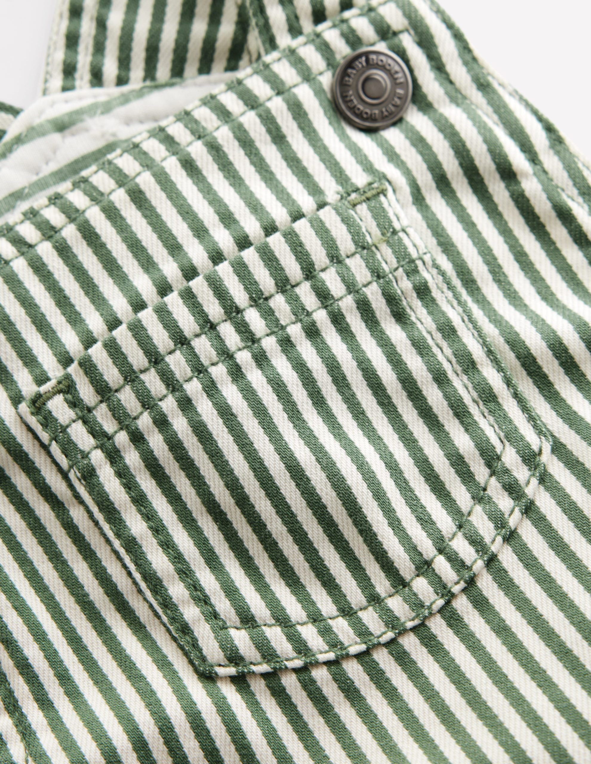 Woven Dungarees-Green Ticking Stripe - Image 4