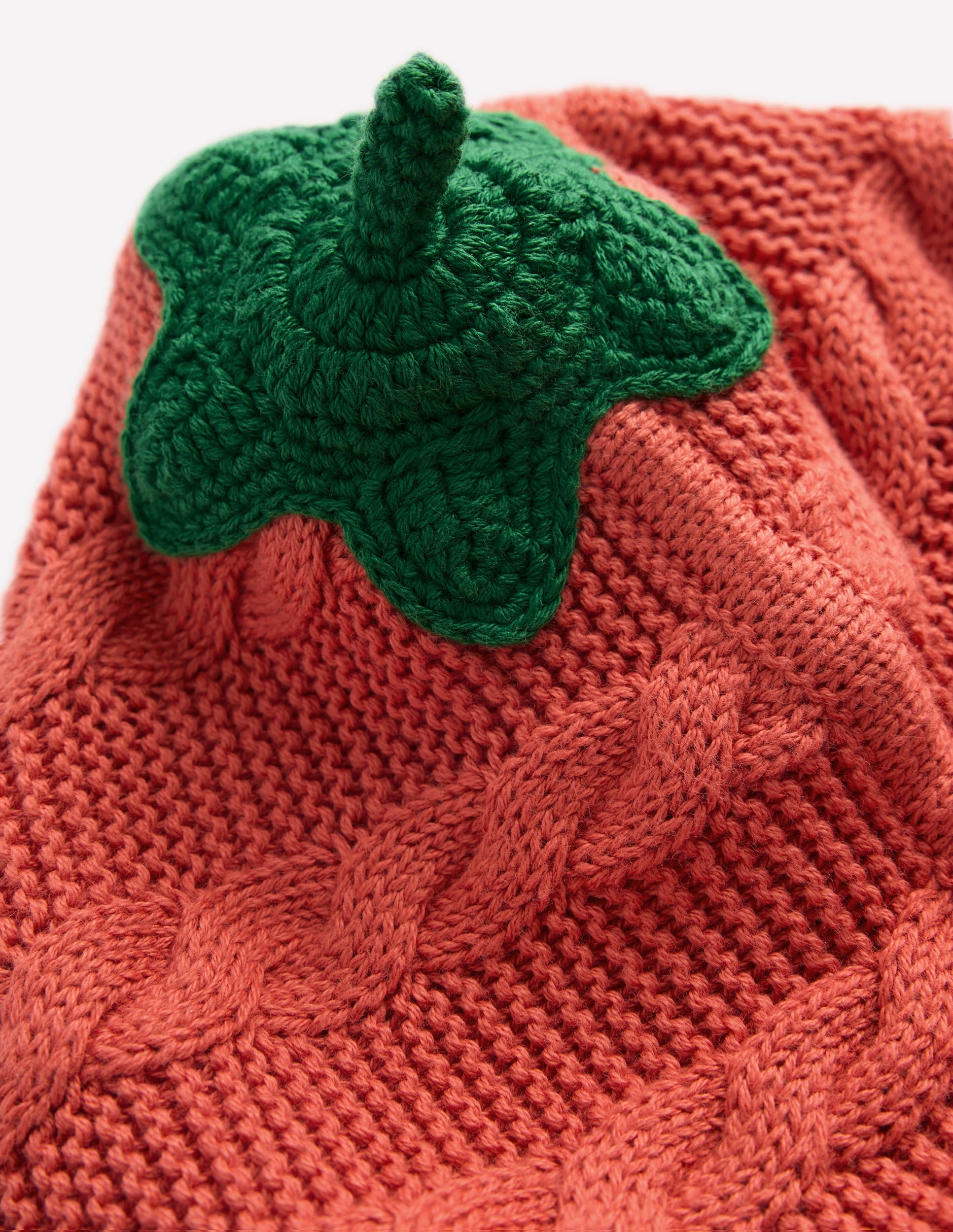 Novelty Cotton Knitted Jacket-Terracotta Clay Pumpkin - Image 8