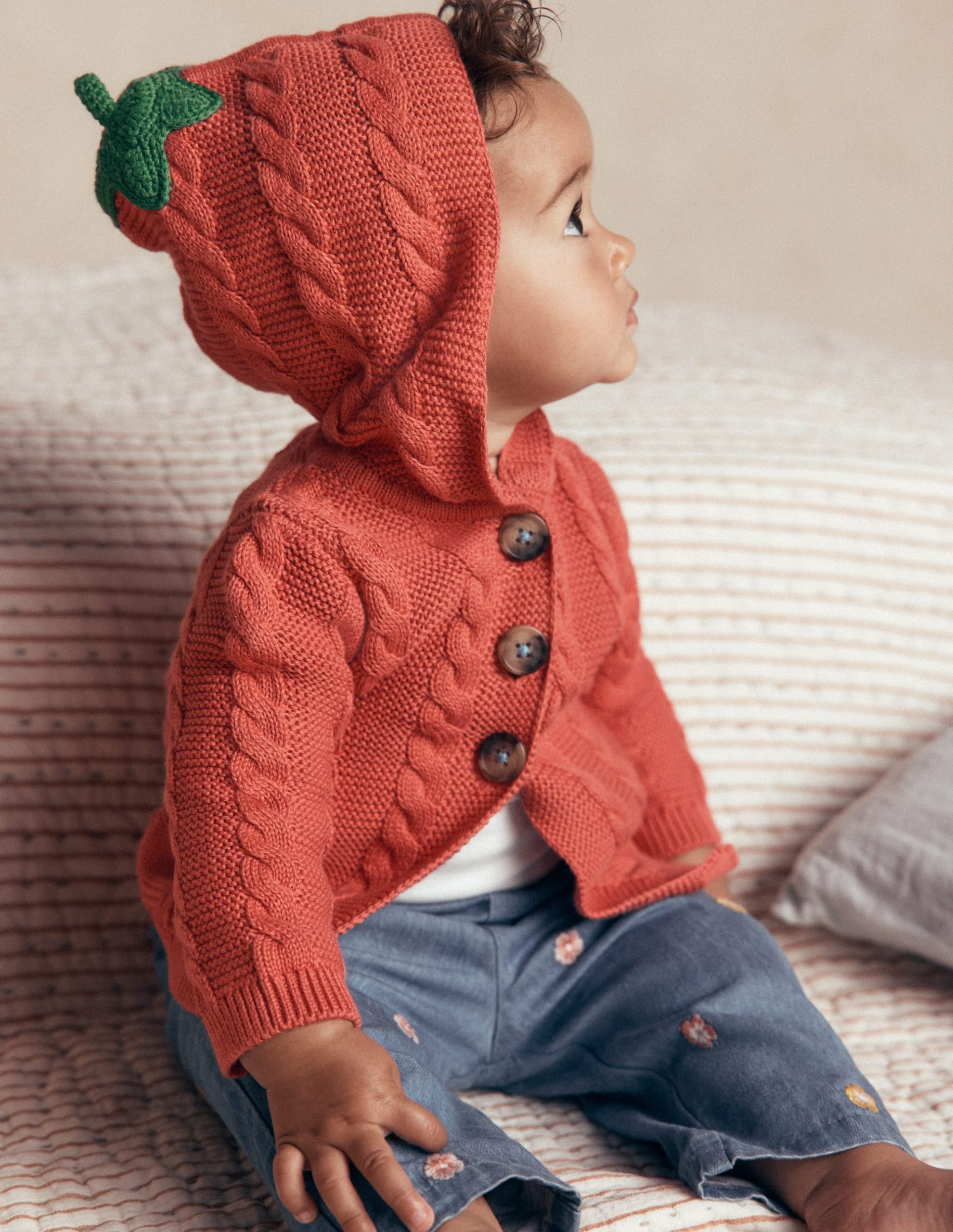 Novelty Cotton Knitted Jacket-Terracotta Clay Pumpkin - Image 3