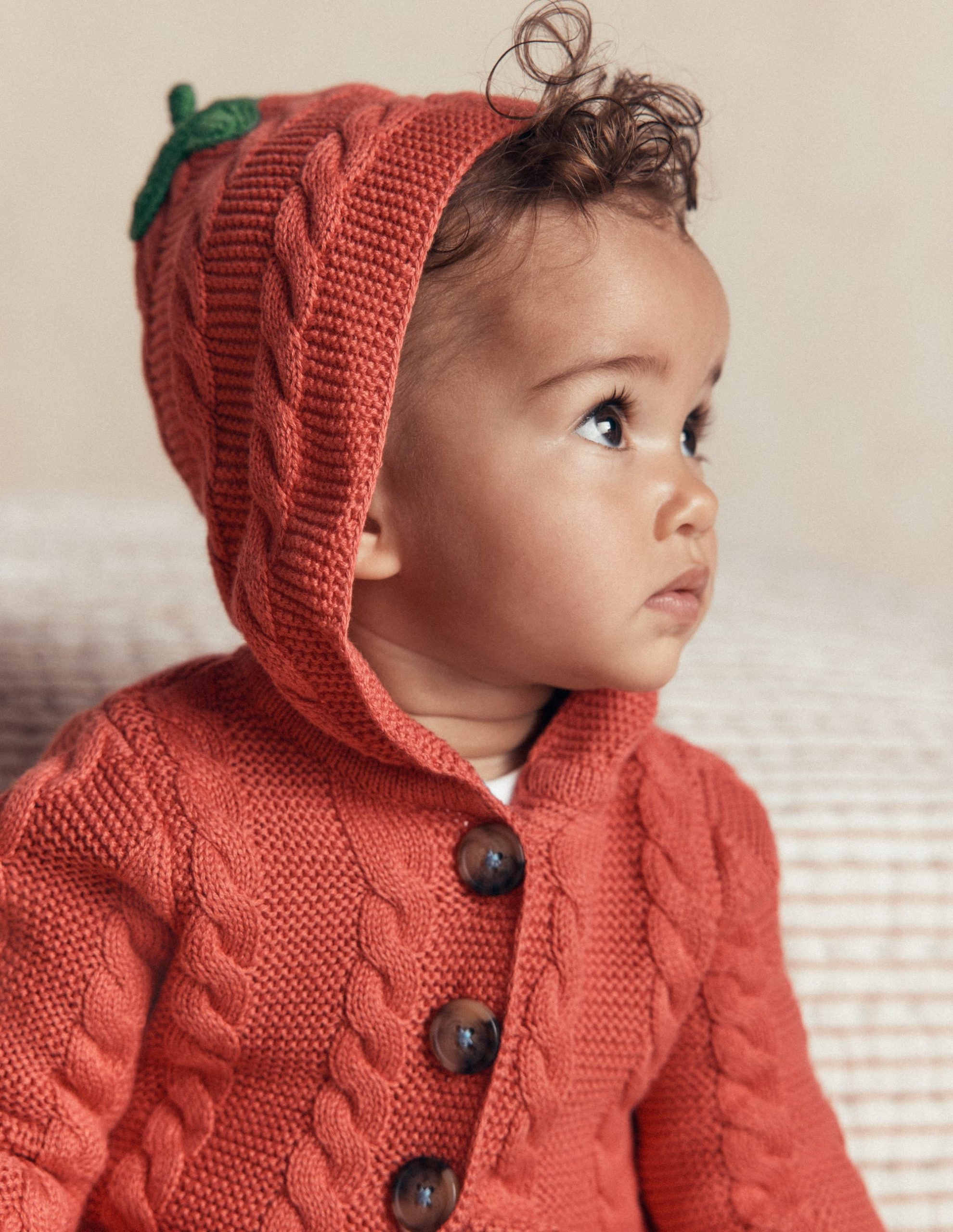 Novelty Cotton Knitted Jacket-Terracotta Clay Pumpkin - Image 4