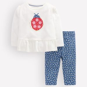 Appliqué Jersey Play Set-Ivory/Blue Ladybird