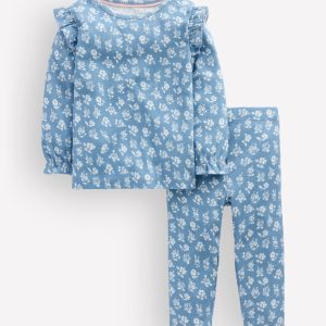 Cotton Pointelle Set-Glacier Blue Ditsy Floral