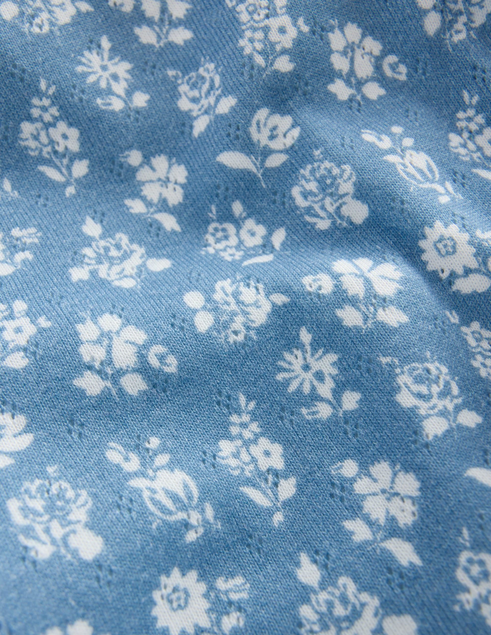 Cotton Pointelle Set-Glacier Blue Ditsy Floral - Image 3