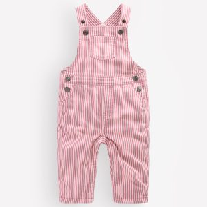 Woven Dungarees-Pink Stripe