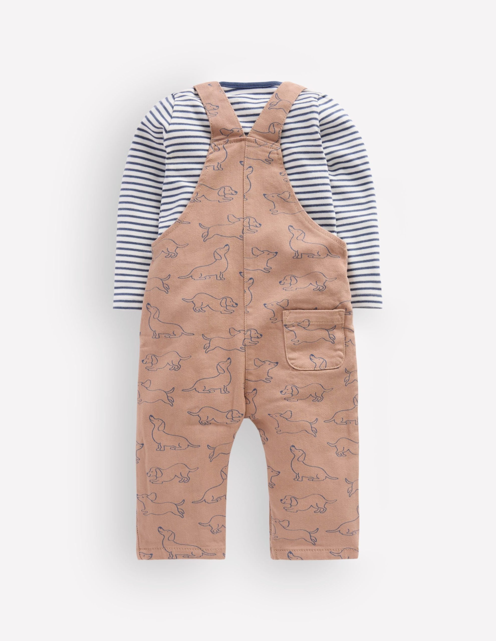 Long Sleeve Dungaree Set-Brown Puppy - Image 2