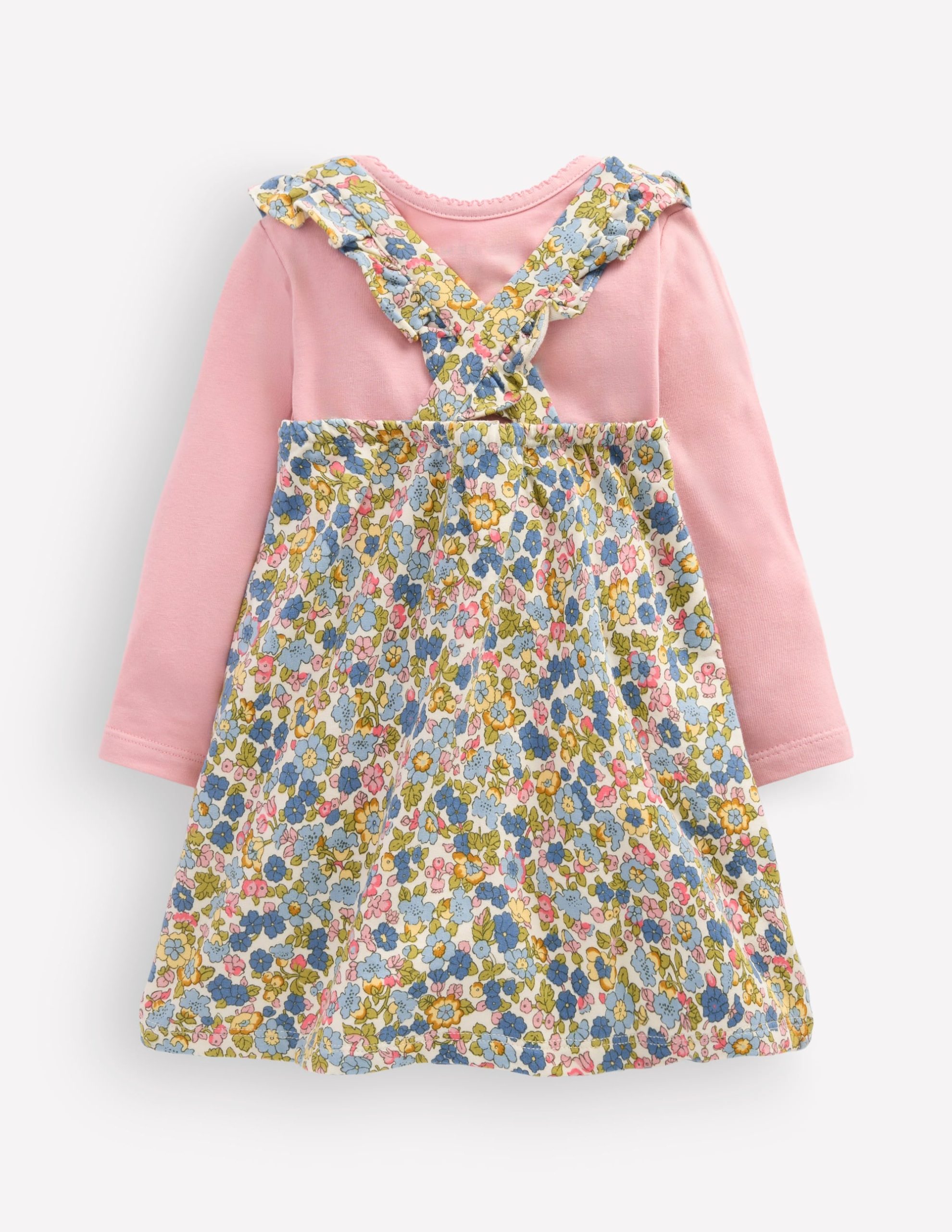 Jersey Pinny Dress Set-Blue Multi Ditsy Floral - Image 2