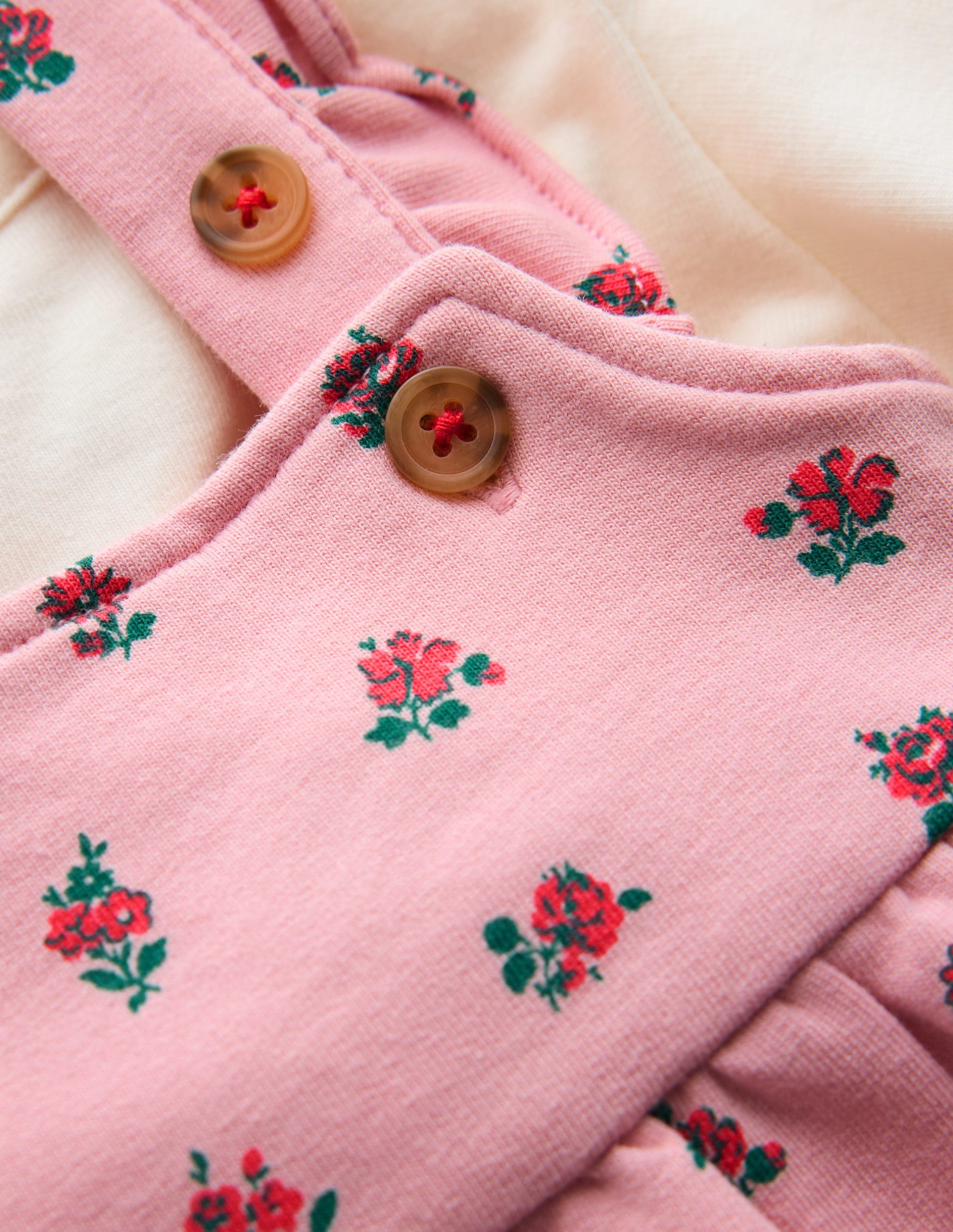 Jersey Pinny Dress Set-Pink Ditsy Vintage Roses - Image 3