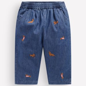Embroidered Chambray Trouser-Chambray Dogs