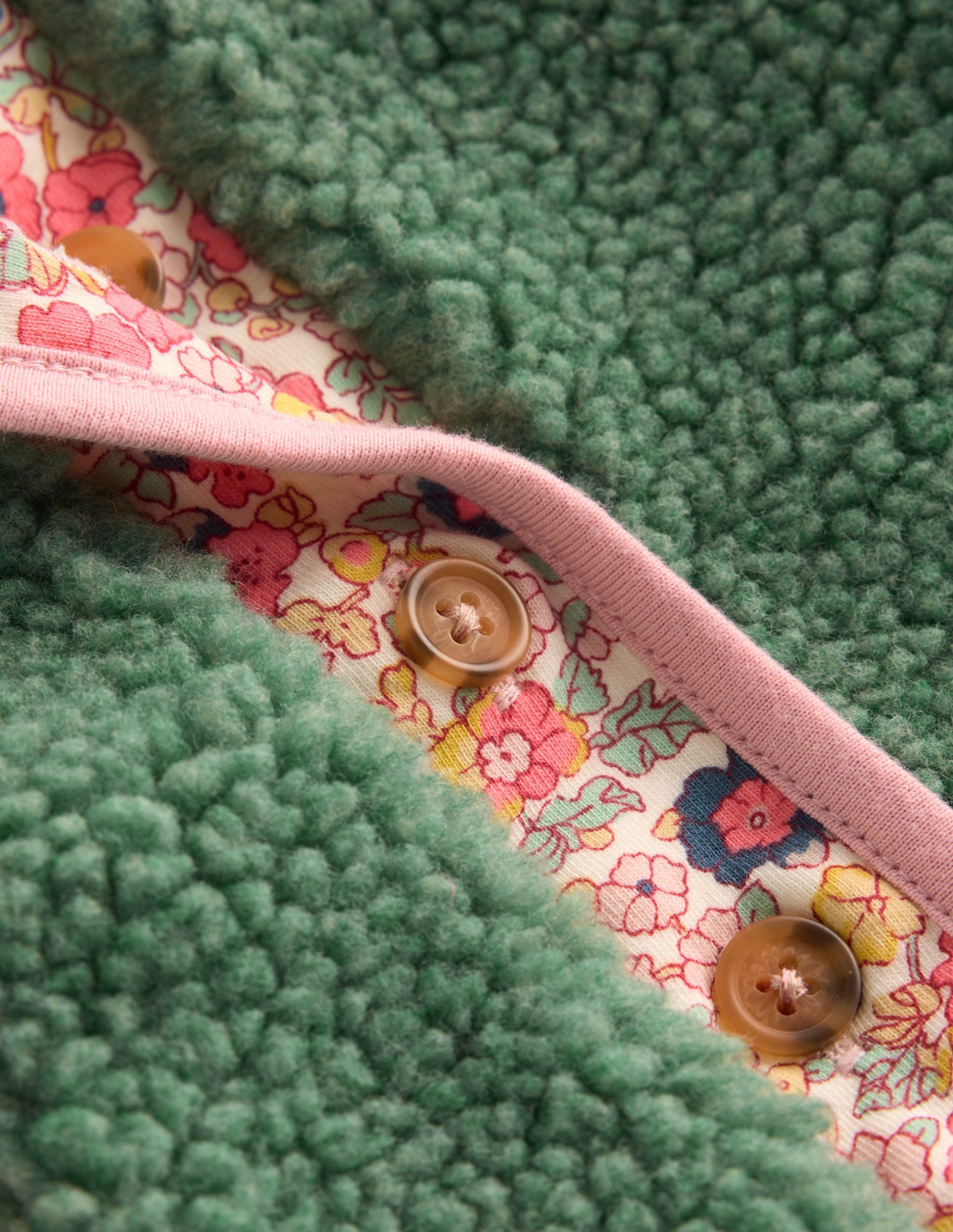 Cosy Borg Button-Down Jacket-Larch Green Floral - Image 3