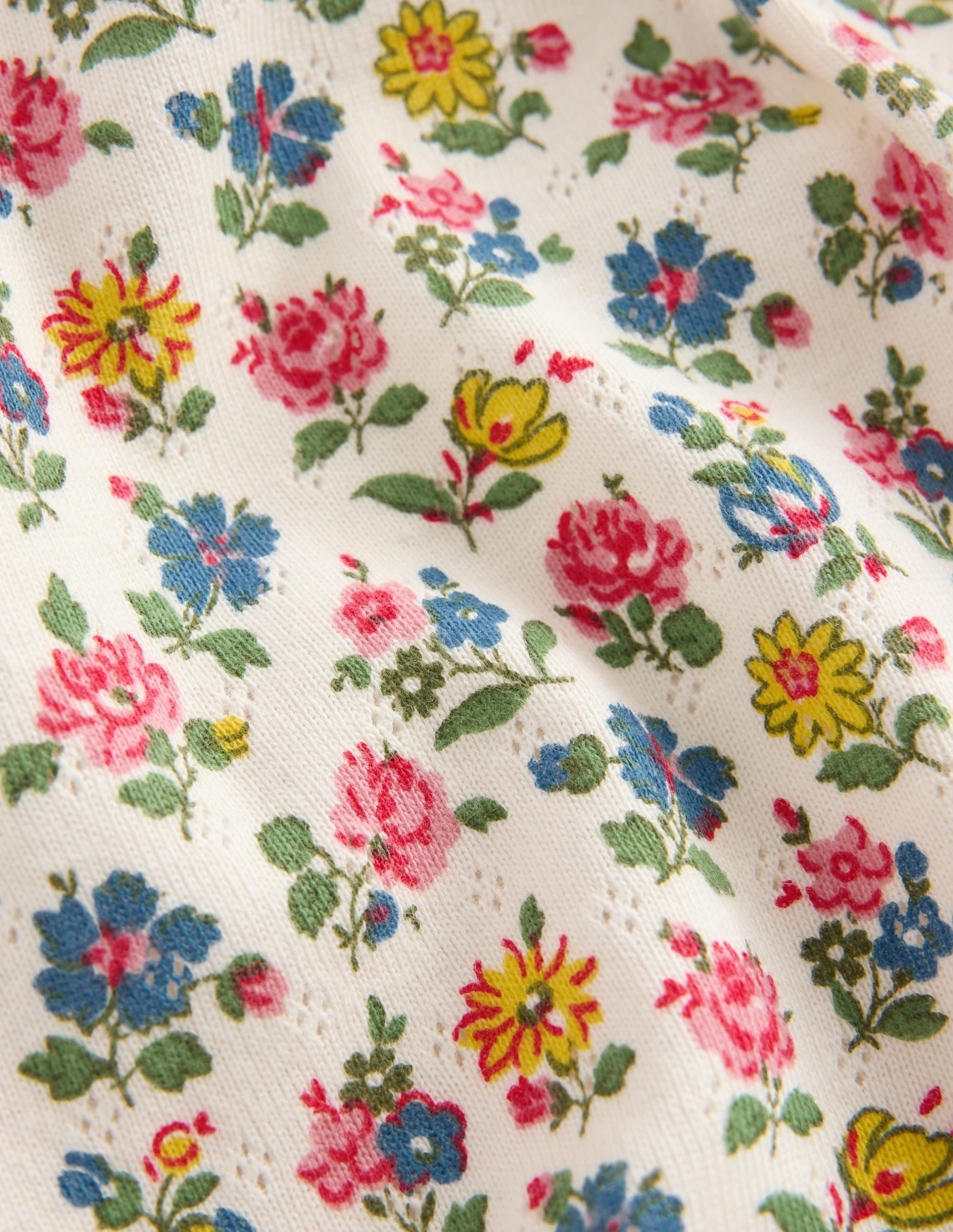 Cotton Pointelle Top-Multi Floral Print - Image 3
